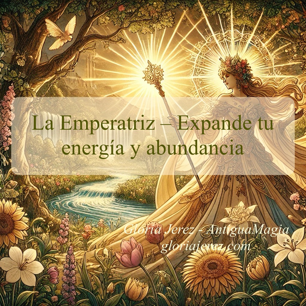 Ilustración de la carta del Tarot La Emperatriz, representando energía, abundancia y creatividad.