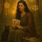 Retrato artístico de Gloria Jerez en un entorno natural con un aire de introspección y conexión espiritual.