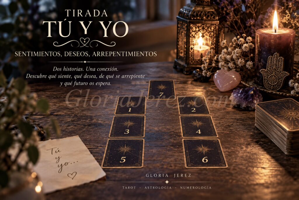 Tirada Tú y yo de Tarot: sentimientos, deseos, arrepentimientos y futuro de la relación